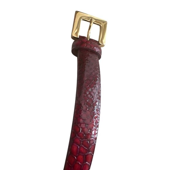 W. Kleinberg Womens Red Embossed Python Leather Belt With Gold Buckle Size S - Picture 2 of 7